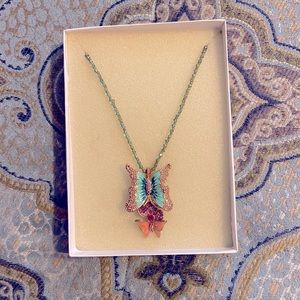 Pave Butterfly Pendant with Crystal Beaded Chain